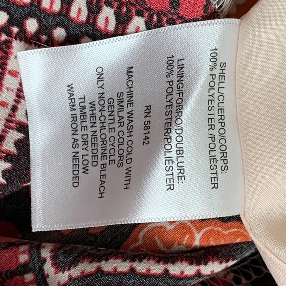 Maggy London Dress 3/4 Sleeve Mixed Print V-Neck Tie Dress Size 4 - Picture 7 of 16